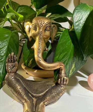 Golden Brass Ganesha Sculpture – Guardian of Success and Protection